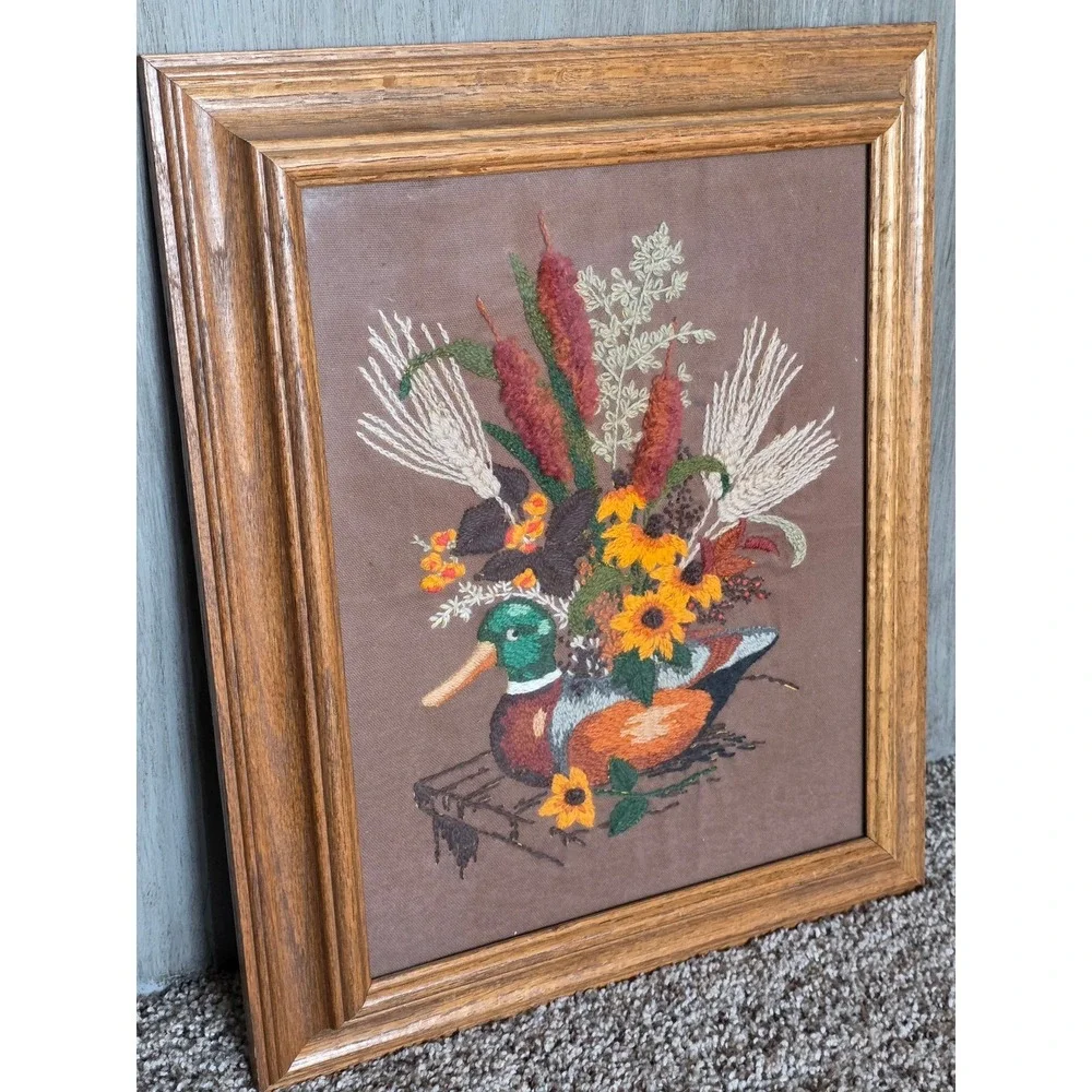Vintage 1970's Embroidery Duck Crewel